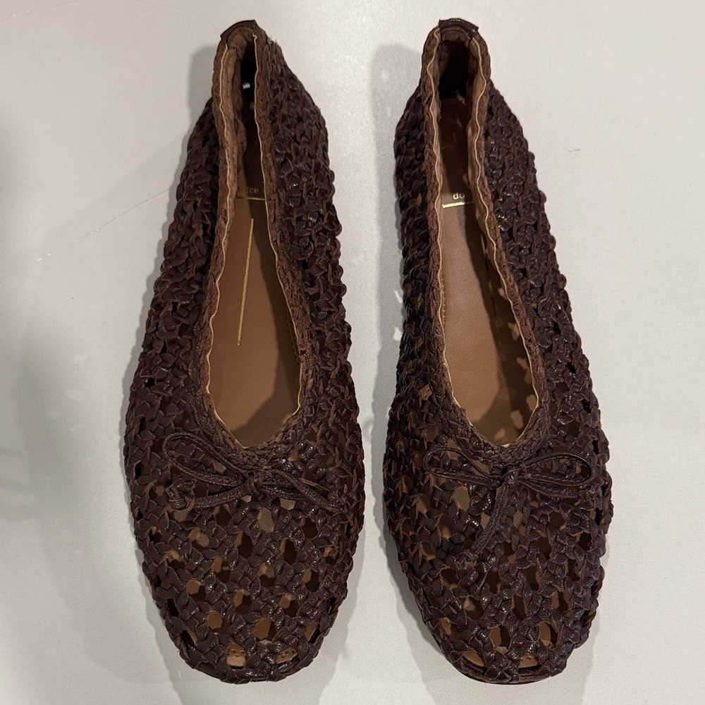 Dolce Vita Brown Woven Leather Ballet Flats - Picture 2 of 13